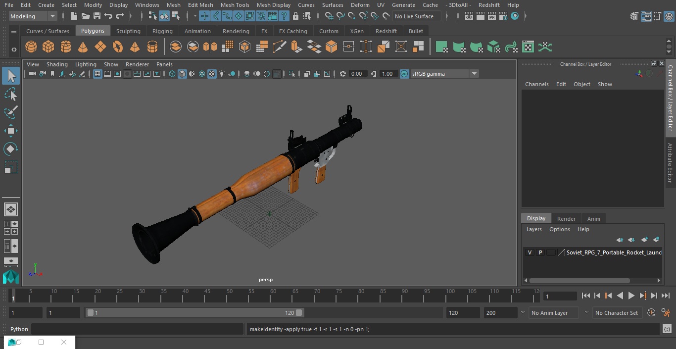 Soviet RPG-7 Portable Rocket Launcher 3D