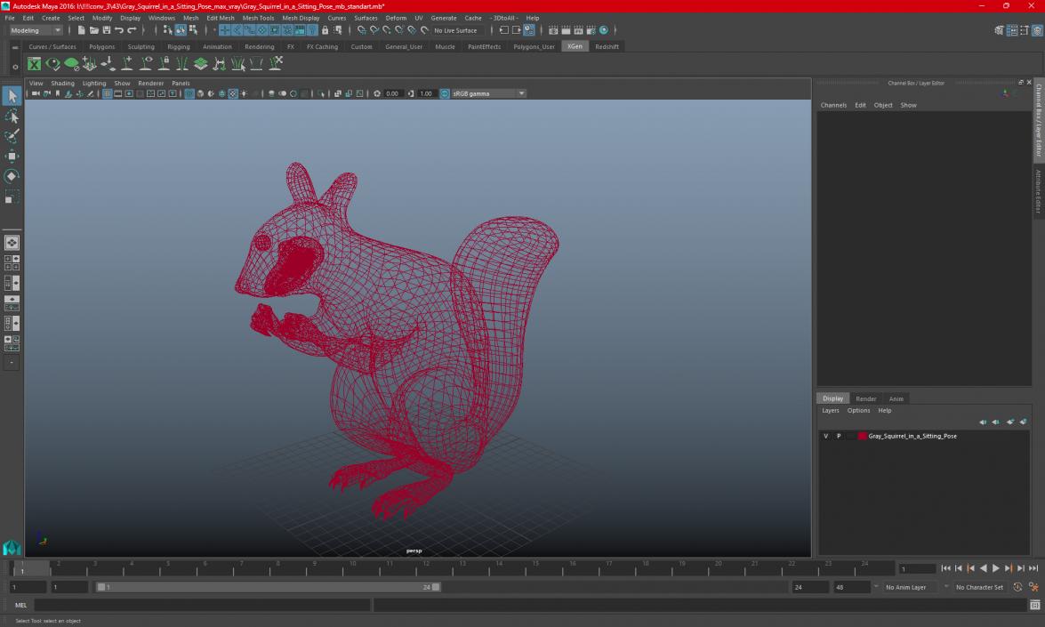 3D Gray Squirrel in a Sitting Pose 2 model