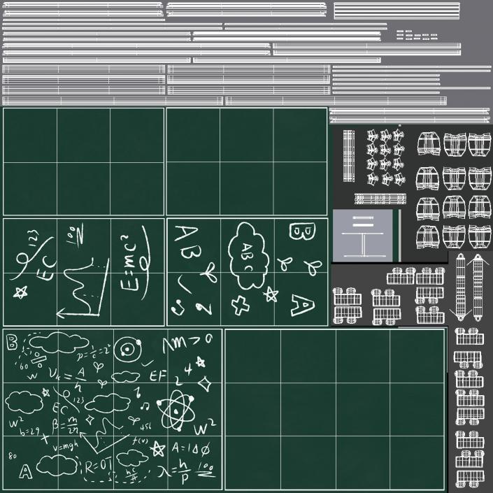 Blackboard Green Painted 3D model