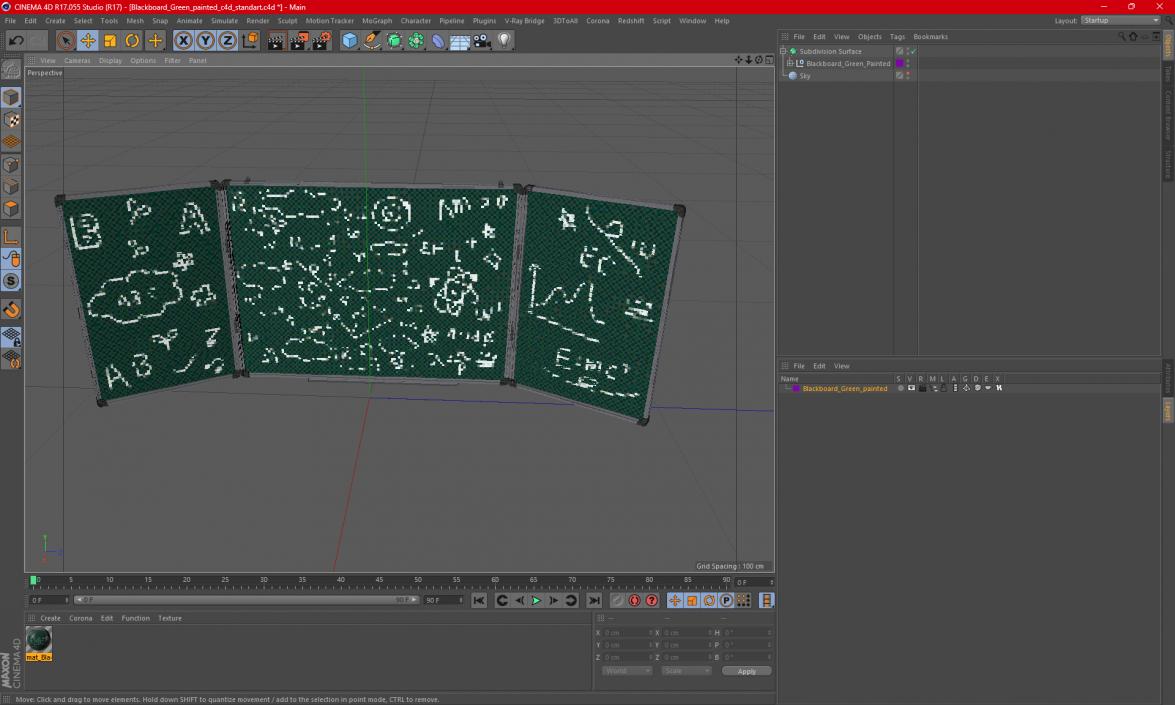 Blackboard Green Painted 3D model