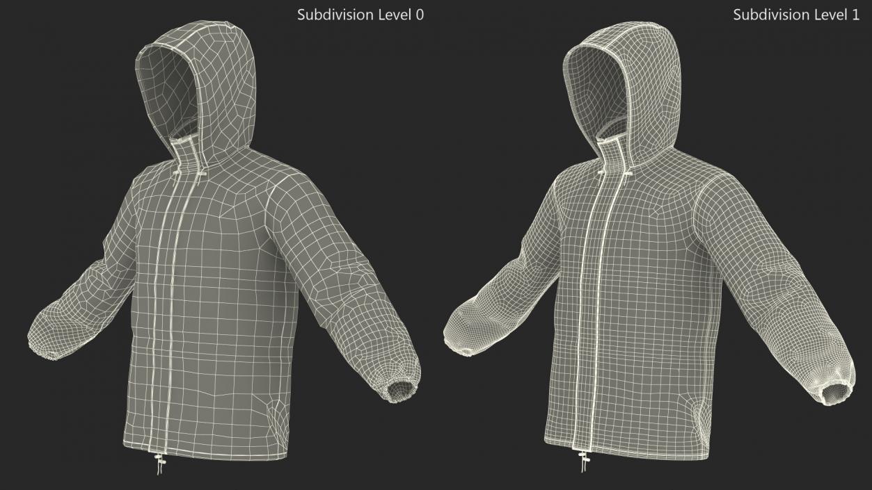 Unisex Black Rain Jacket 3D model