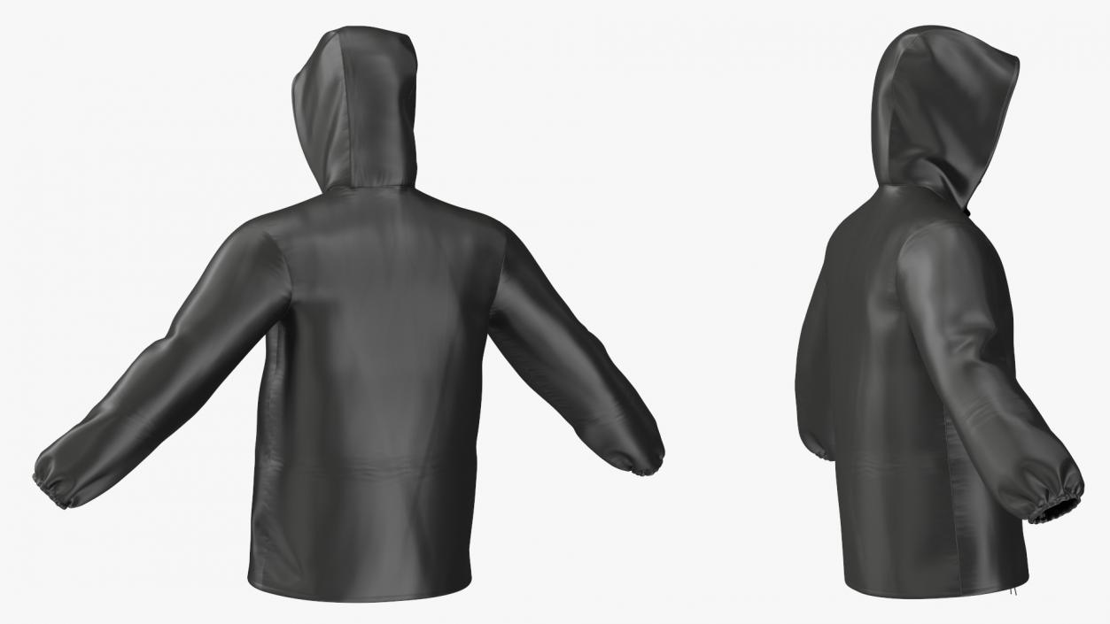 Unisex Black Rain Jacket 3D model