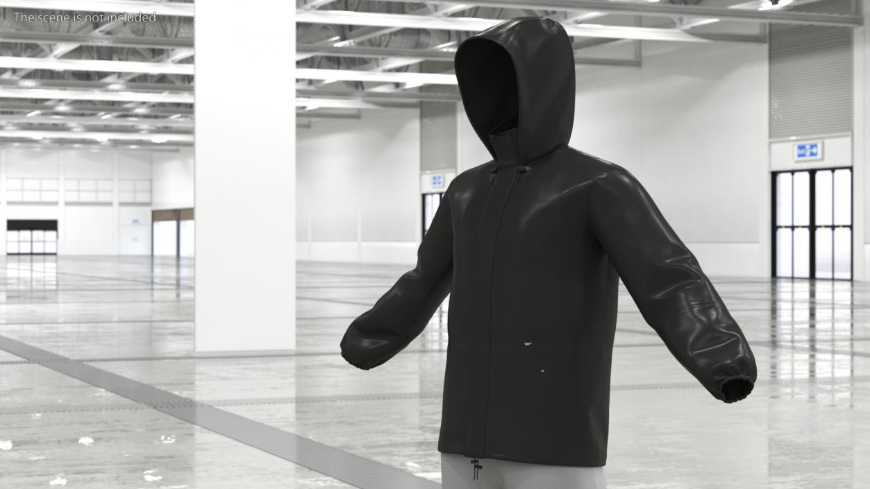 Unisex Black Rain Jacket 3D model