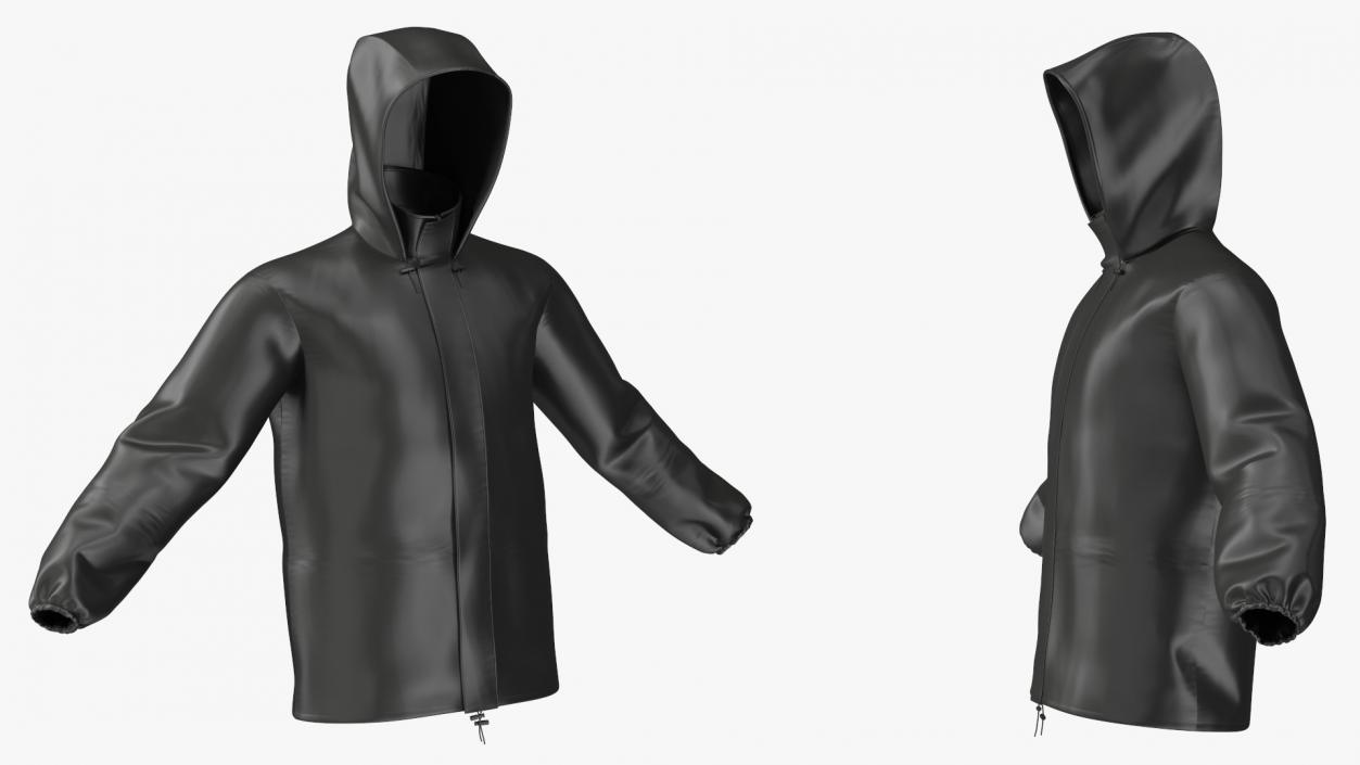 Unisex Black Rain Jacket 3D model