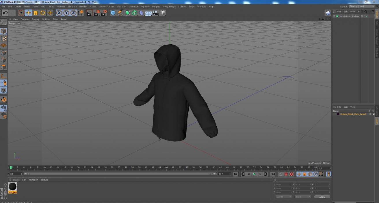 Unisex Black Rain Jacket 3D model