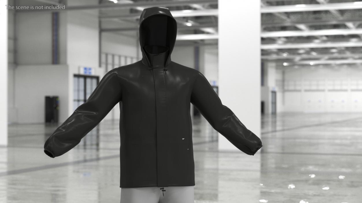 Unisex Black Rain Jacket 3D model