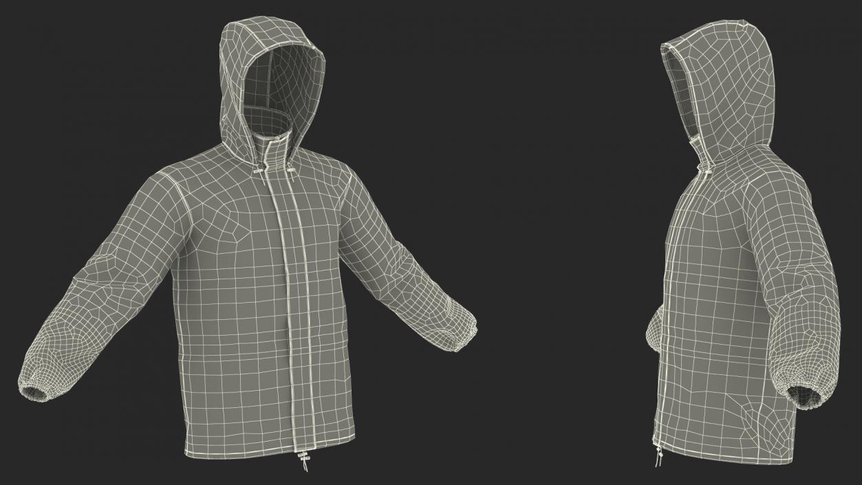 Unisex Black Rain Jacket 3D model