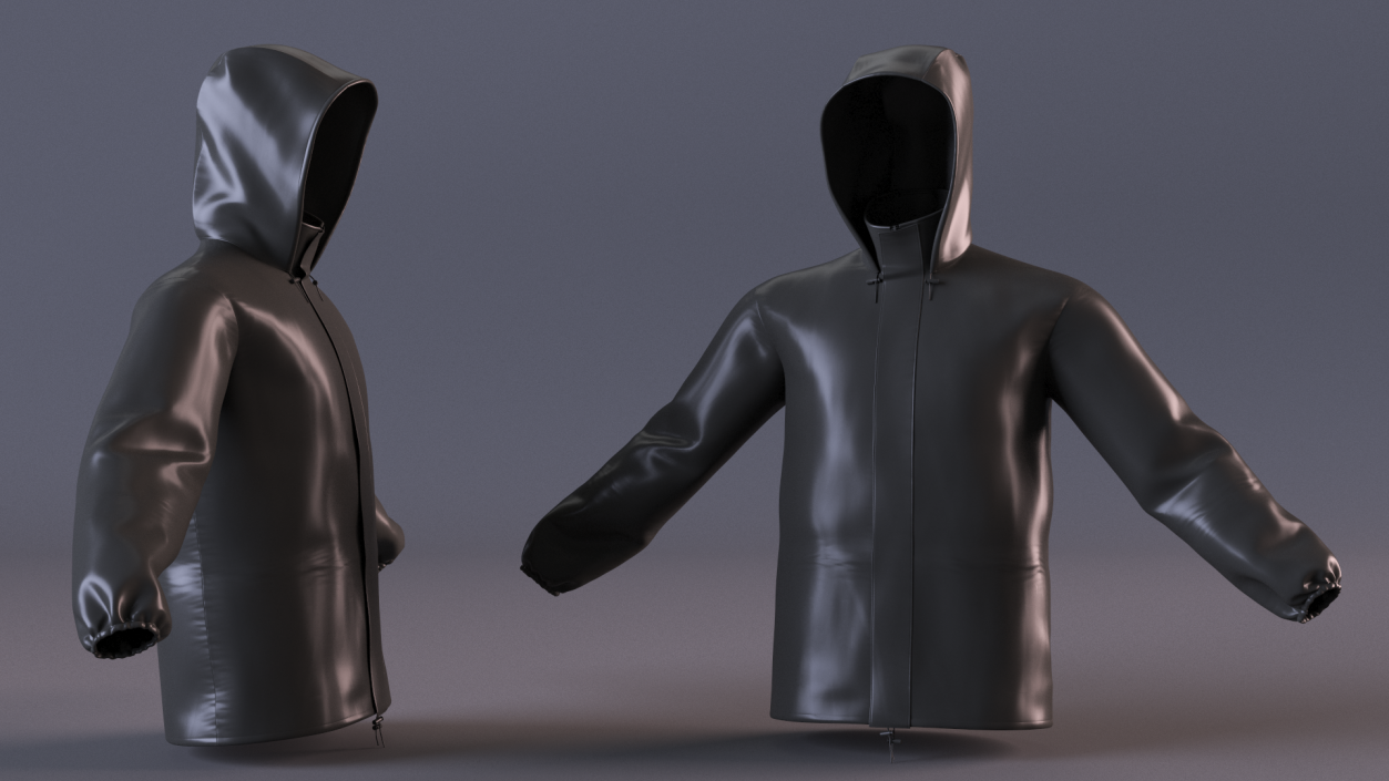 Unisex Black Rain Jacket 3D model