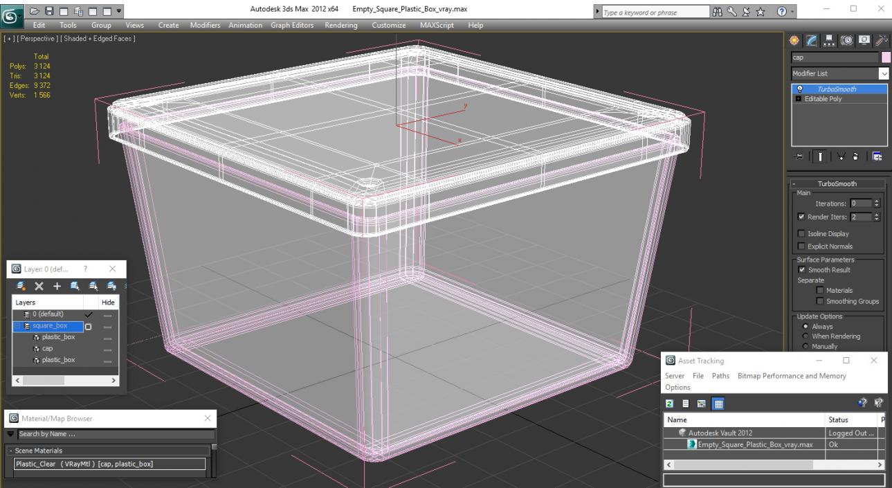 Empty Square Plastic Box 3D model