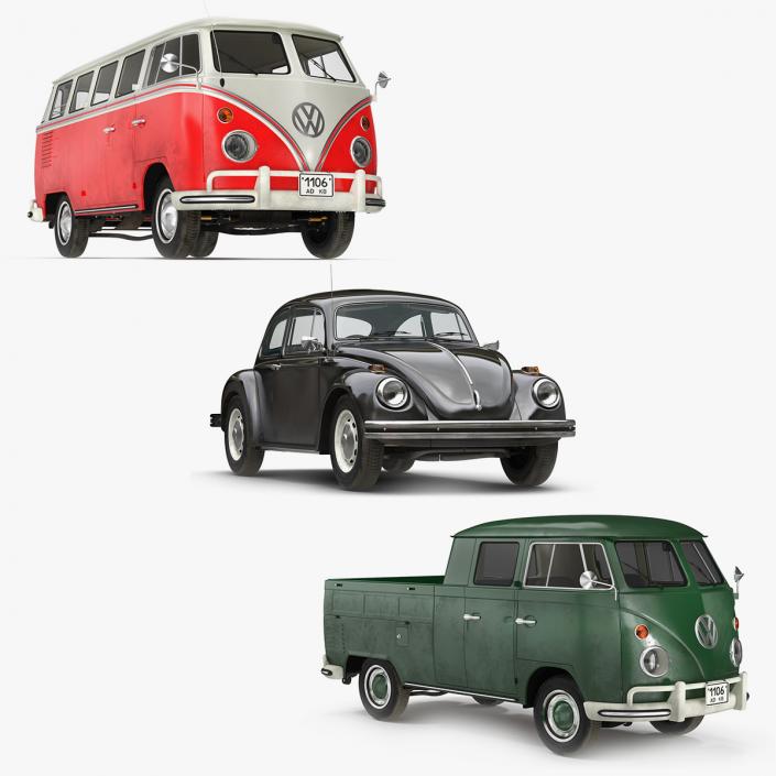 Retro Volkswagen Cars Collection 2 3D model