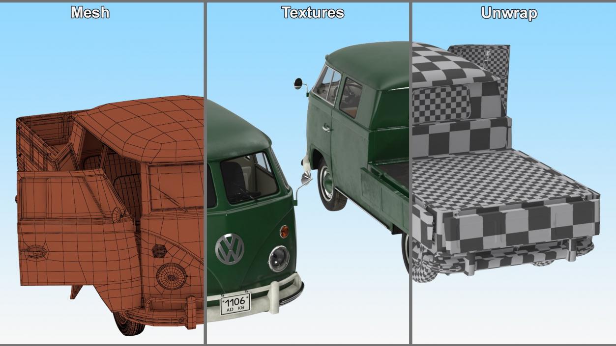 Retro Volkswagen Cars Collection 2 3D model