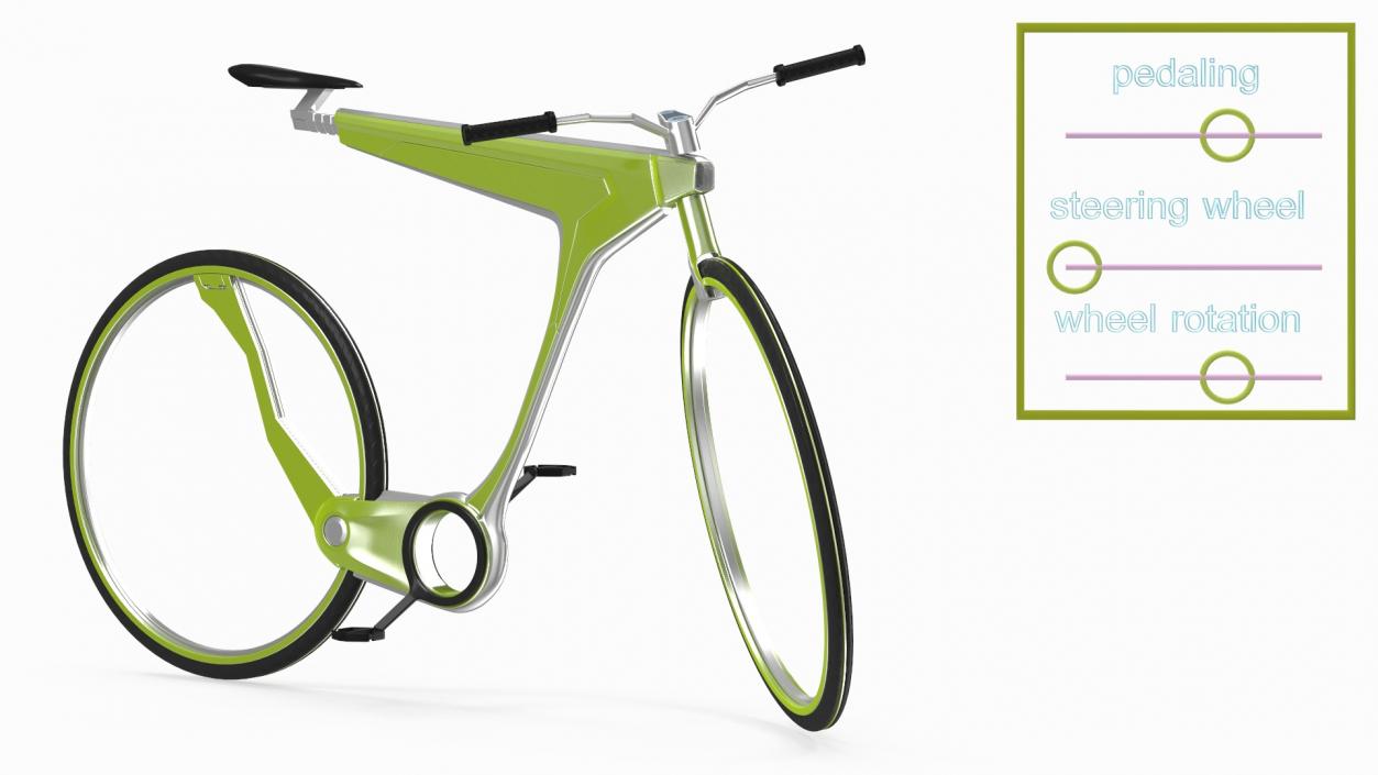 Futuristic Electric Bike Green Rigged 3D