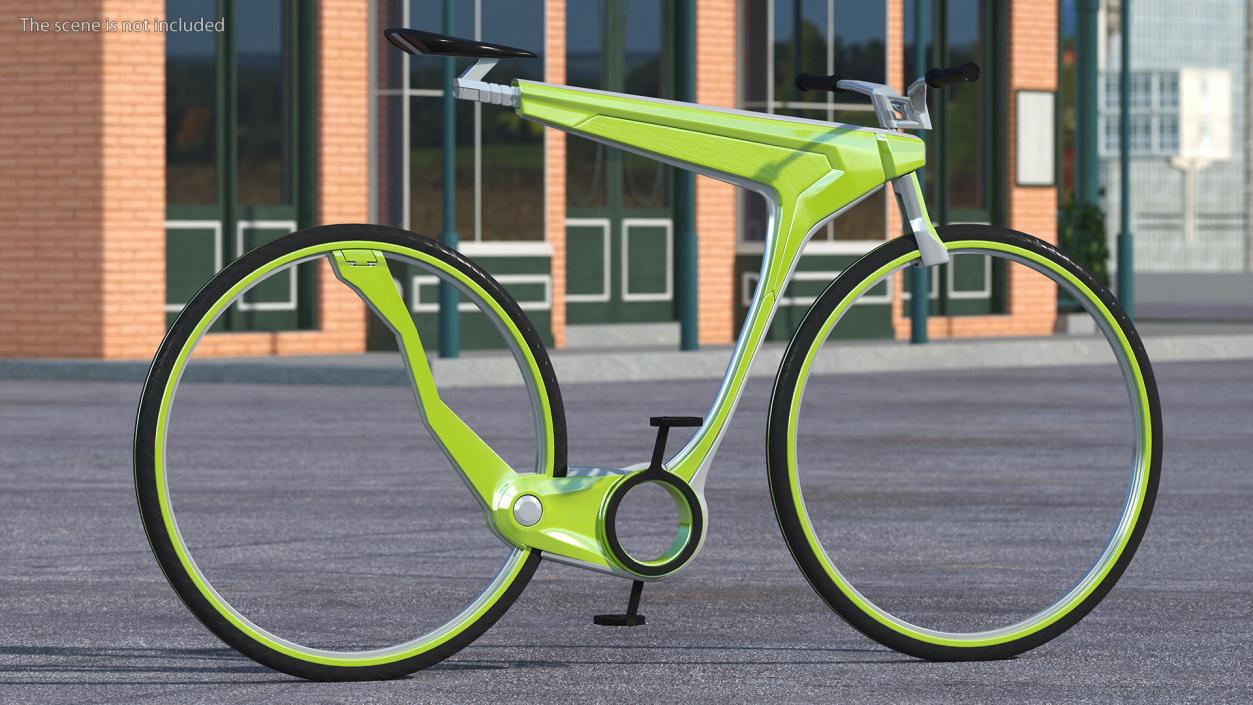 Futuristic Electric Bike Green Rigged 3D