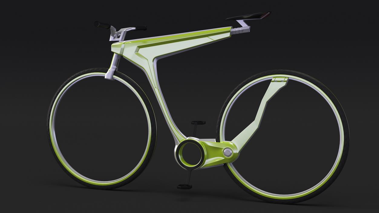 Futuristic Electric Bike Green Rigged 3D