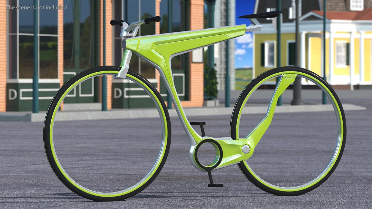 Futuristic Electric Bike Green Rigged 3D