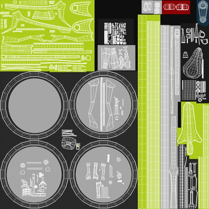 Futuristic Electric Bike Green Rigged 3D