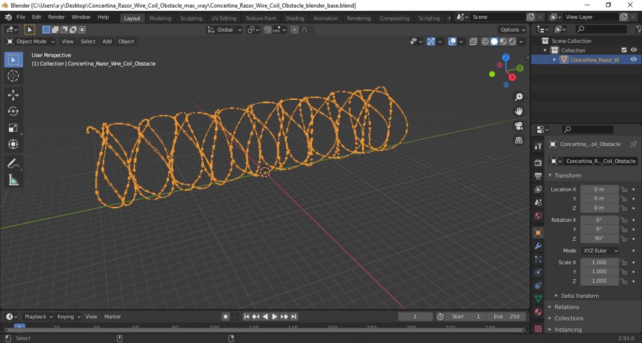 3D model Concertina Razor Wire Coil Obstacle