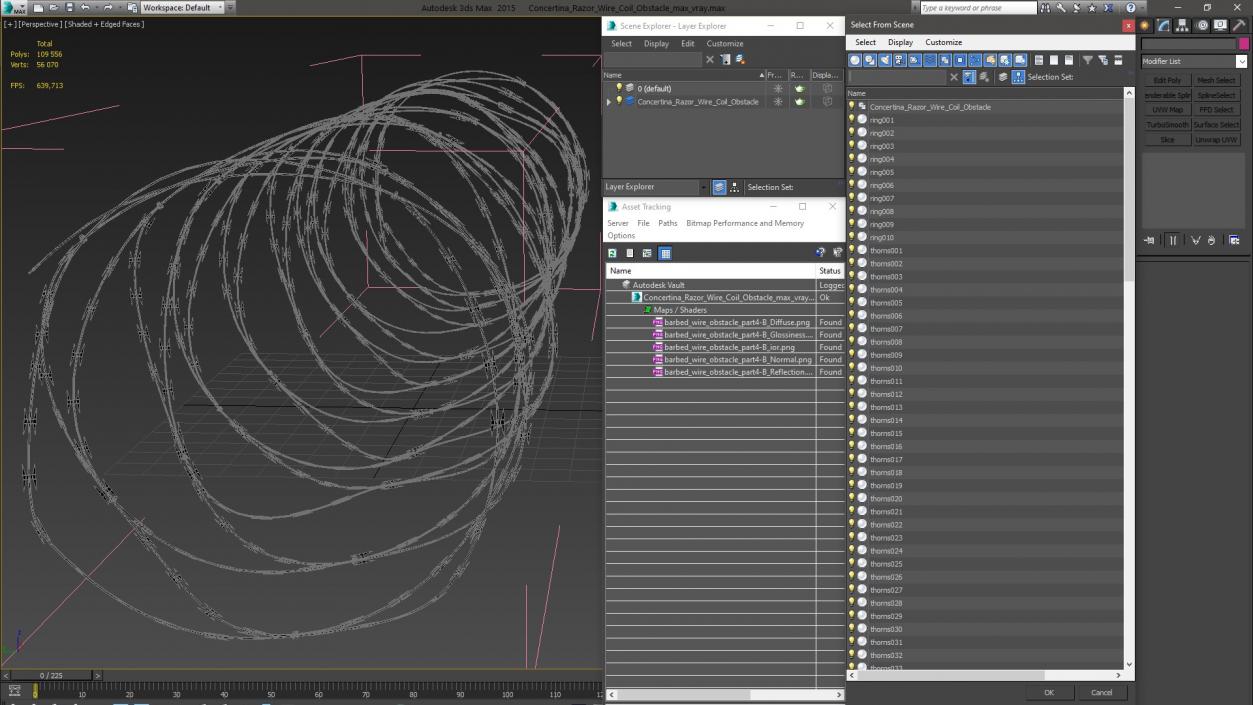 3D model Concertina Razor Wire Coil Obstacle