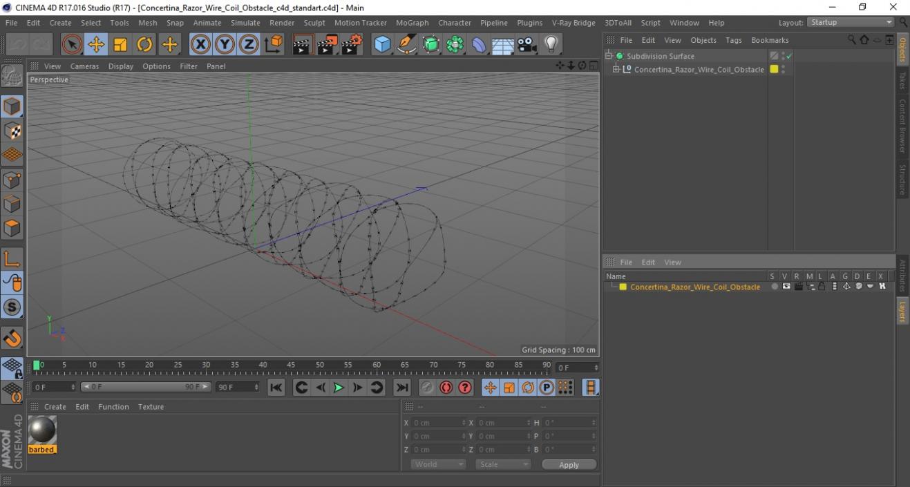 3D model Concertina Razor Wire Coil Obstacle