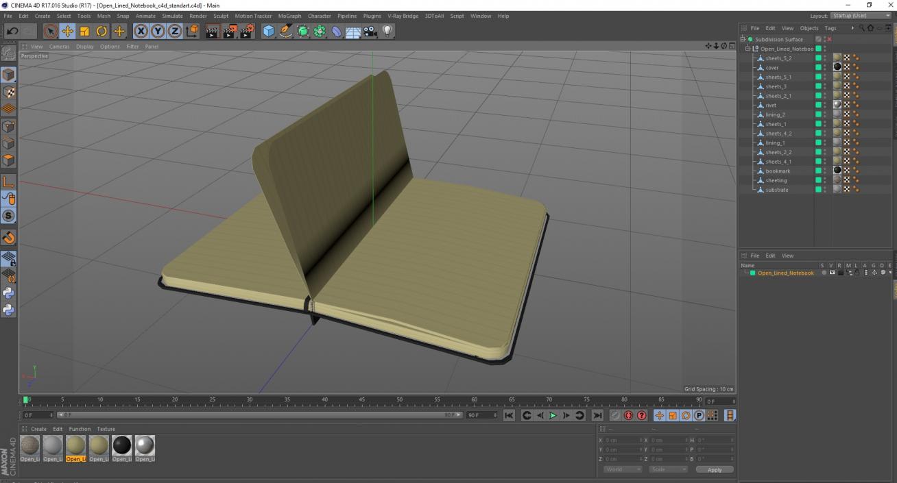 Open Lined Notebook 3D model