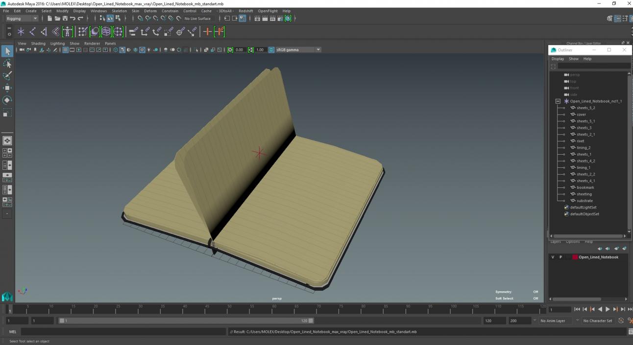 Open Lined Notebook 3D model