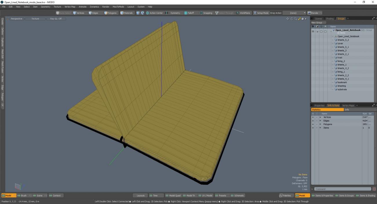 Open Lined Notebook 3D model