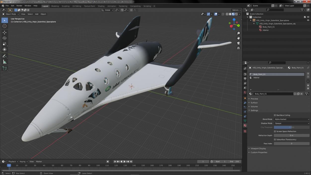 3D VSS Unity Virgin Suborbital Spaceplane model