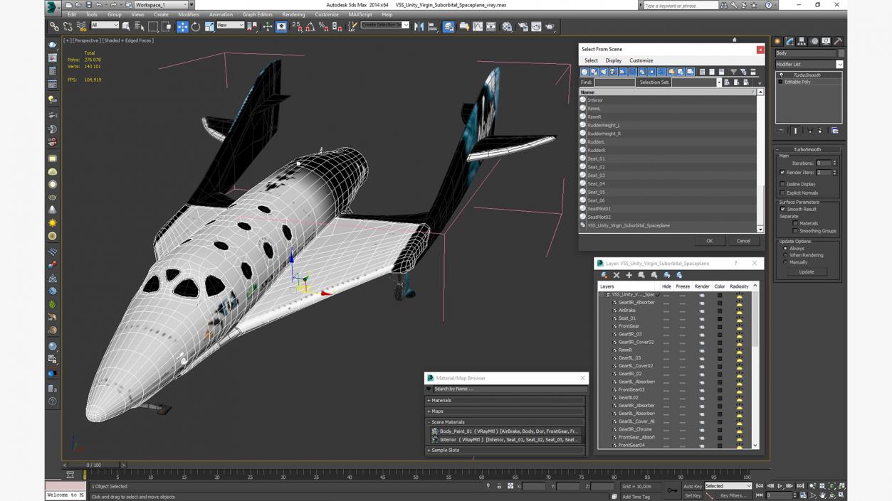 3D VSS Unity Virgin Suborbital Spaceplane model