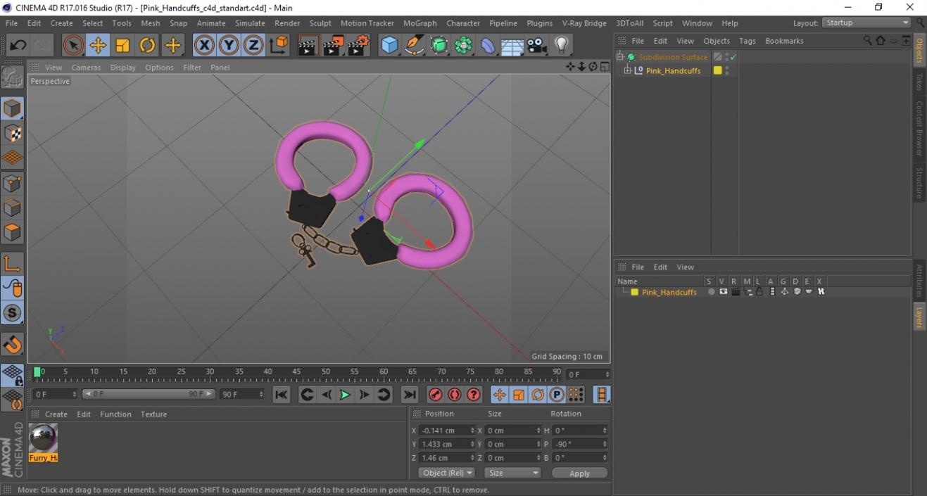 Pink Handcuffs 3D model