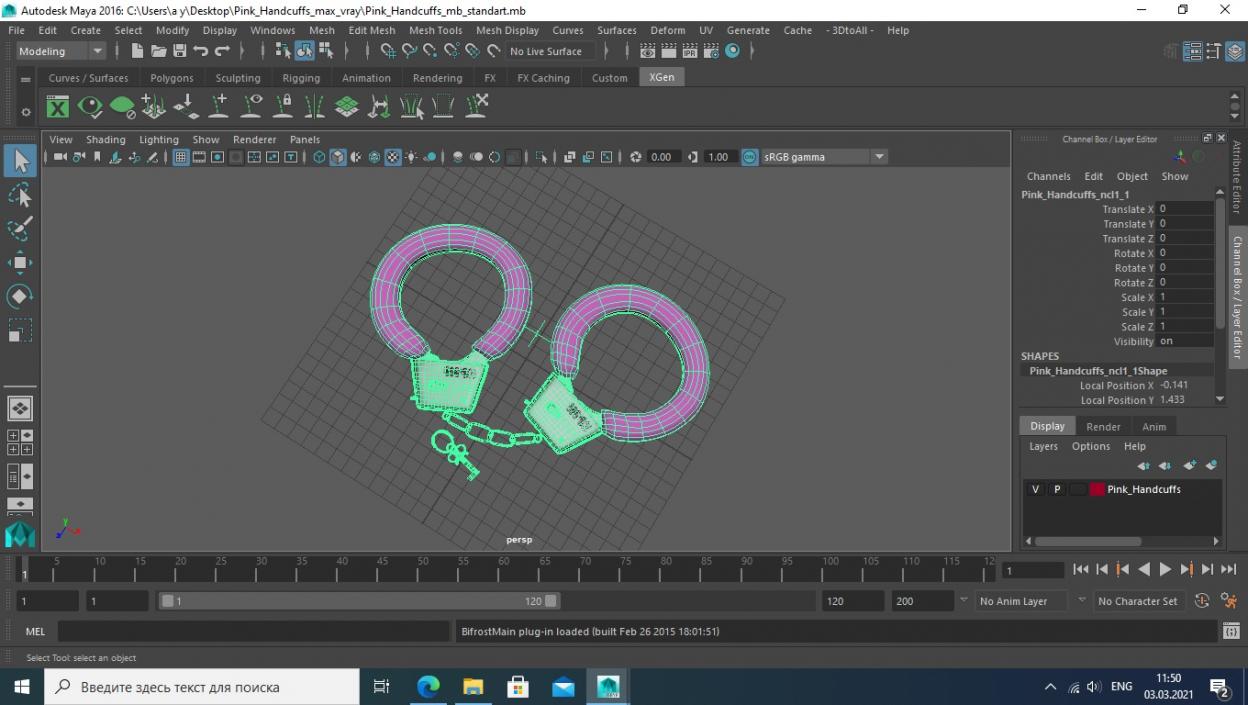 Pink Handcuffs 3D model
