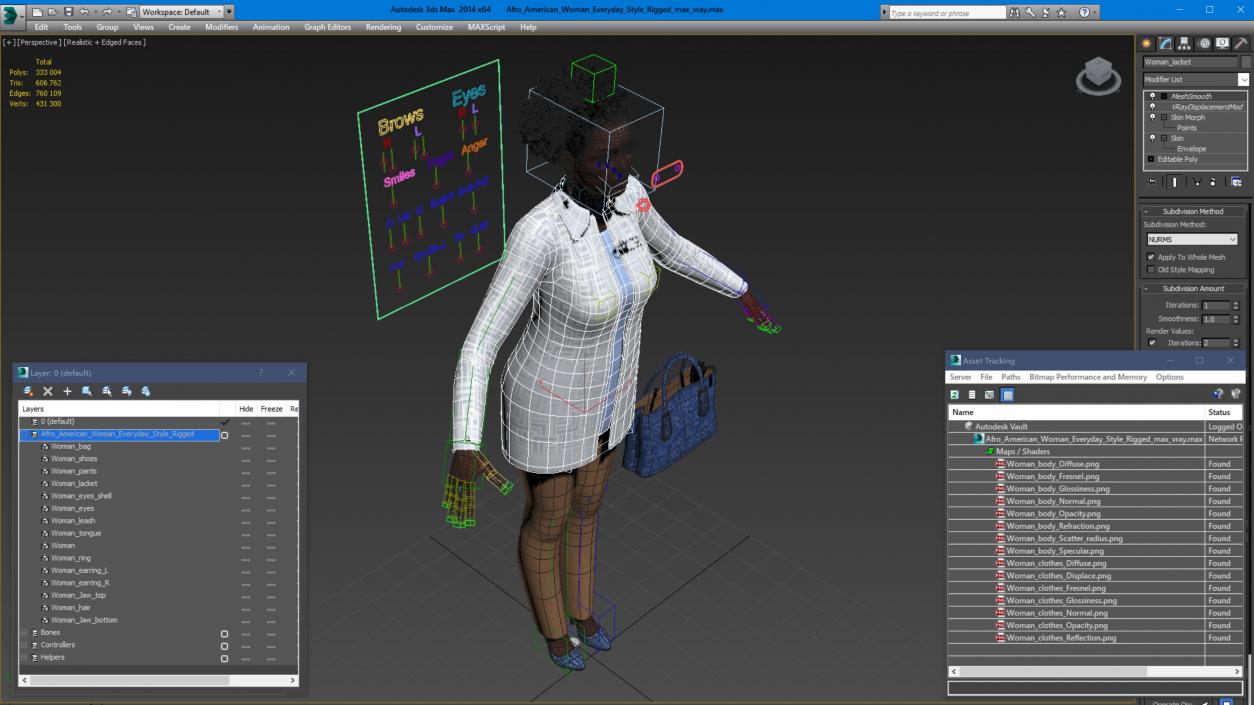 3D model Afro American Woman Everyday Style Rigged for Modo