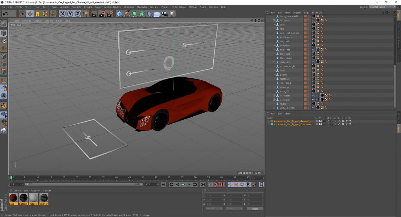 3D model Asymmetric Car Rigged for Cinema 4D