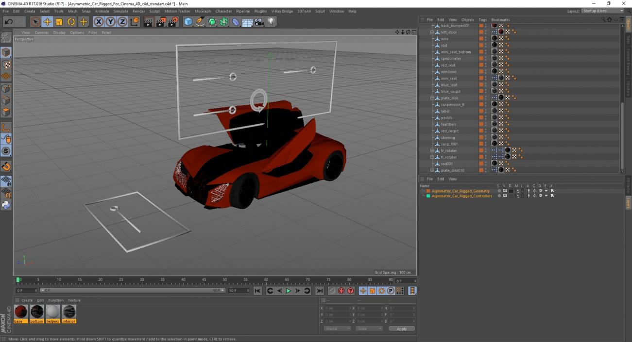 3D model Asymmetric Car Rigged for Cinema 4D