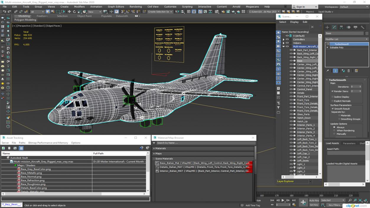 Multi-mission Aircraft Grey Rigged 3D model