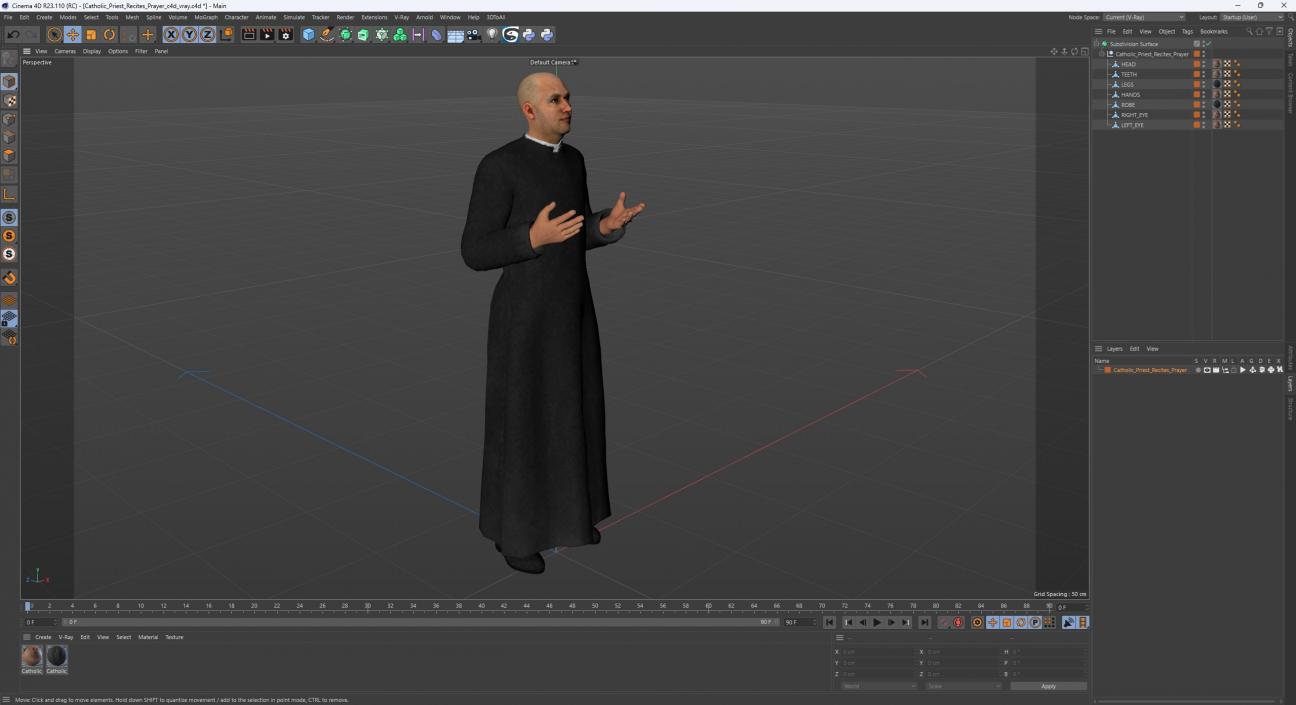 3D model Catholic Priest Recites Prayer