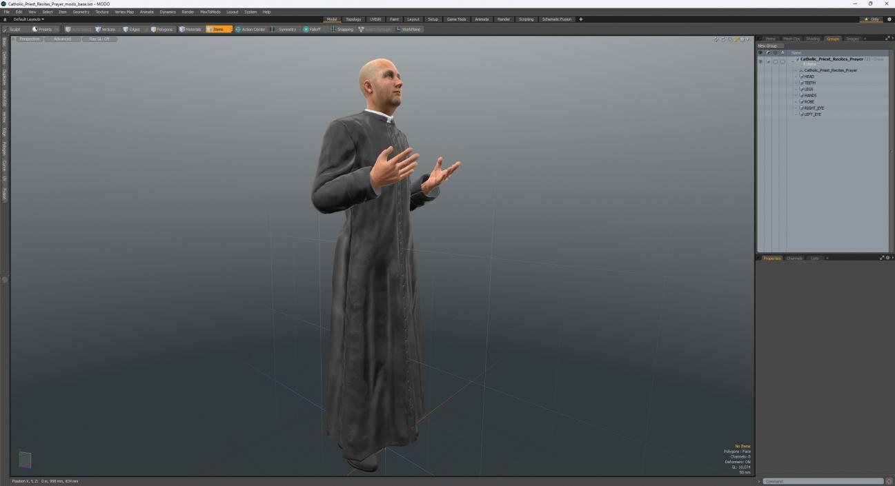 3D model Catholic Priest Recites Prayer