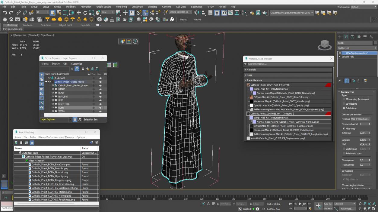 3D model Catholic Priest Recites Prayer