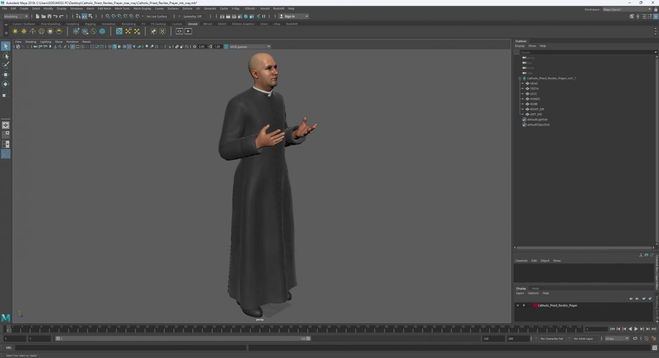 3D model Catholic Priest Recites Prayer