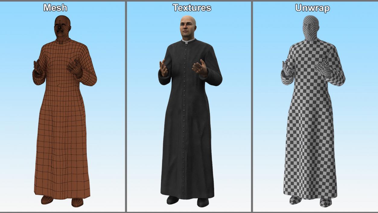 3D model Catholic Priest Recites Prayer