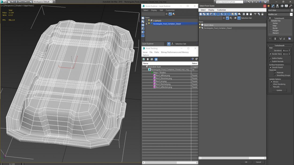 3D Rectangular Food Container Closed model