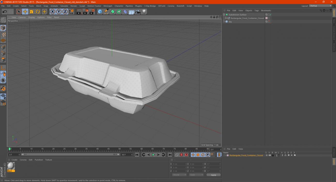 3D Rectangular Food Container Closed model