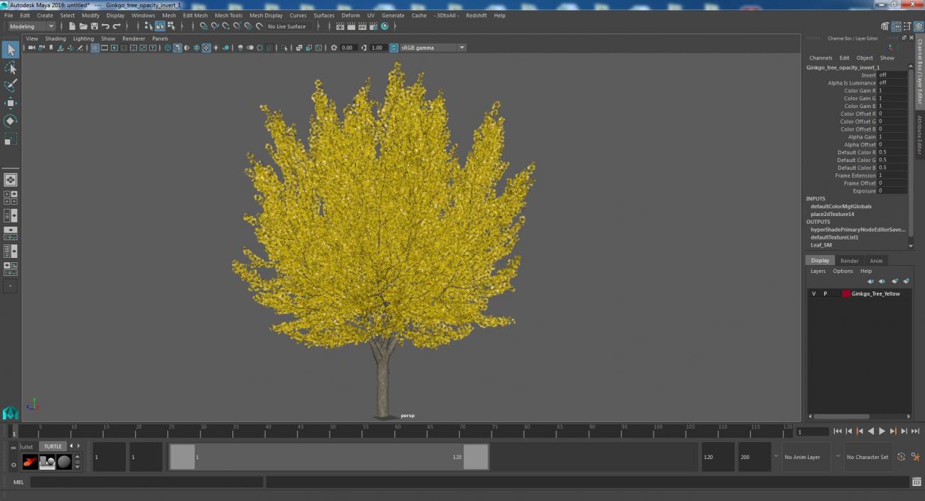 3D Ginkgo Tree Yellow model