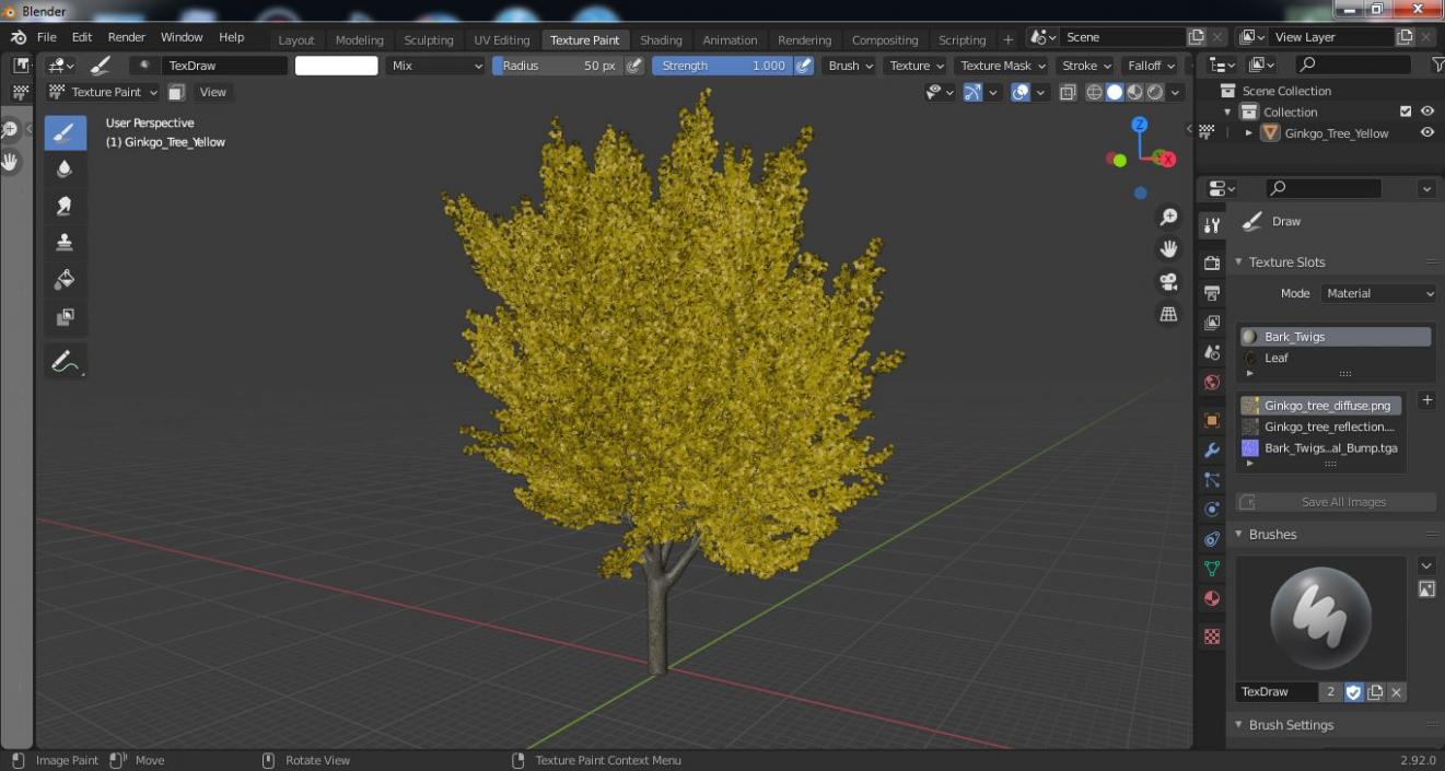 3D Ginkgo Tree Yellow model