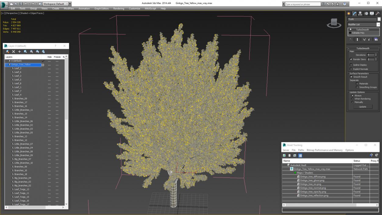 3D Ginkgo Tree Yellow model