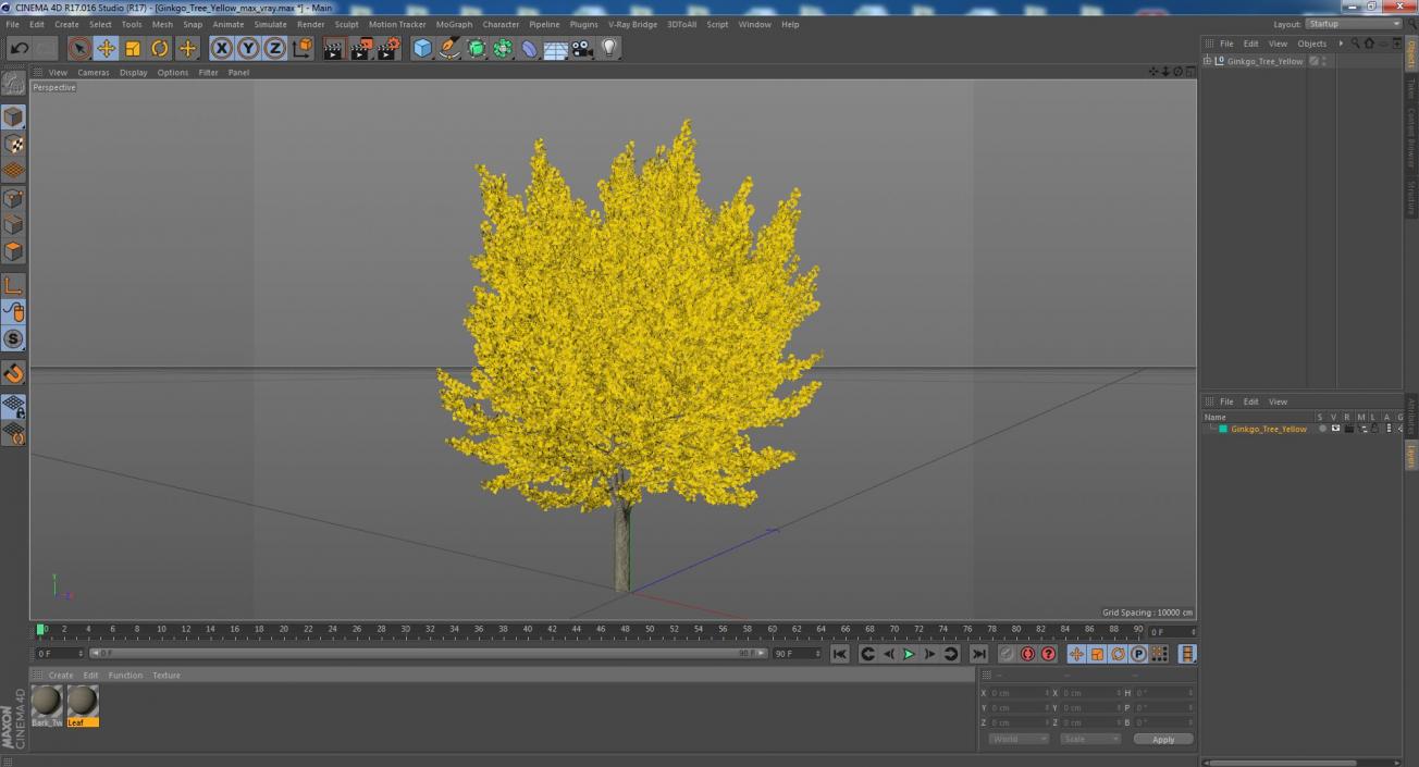 3D Ginkgo Tree Yellow model