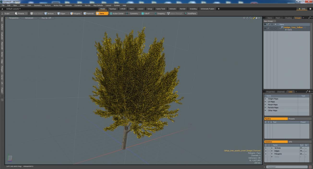 3D Ginkgo Tree Yellow model