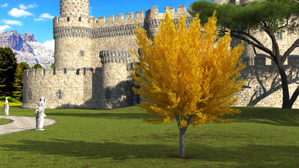 3D Ginkgo Tree Yellow model