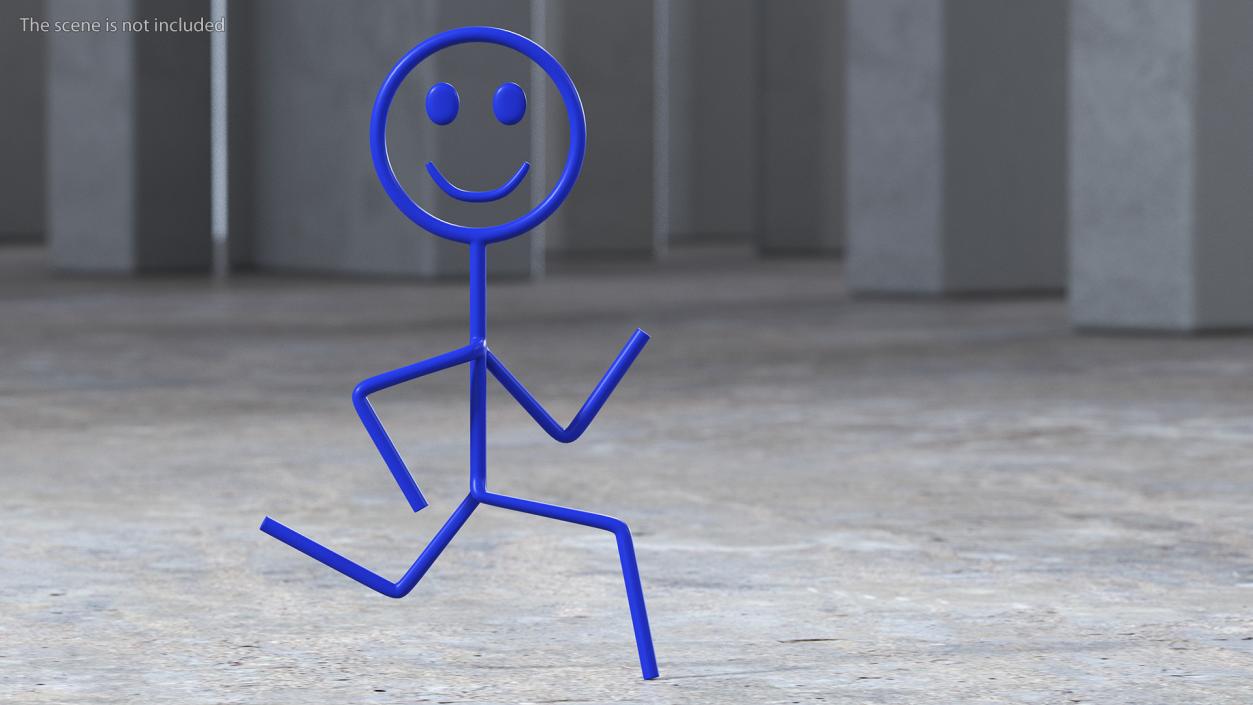 3D Simple Stickman Running Pose Blue model