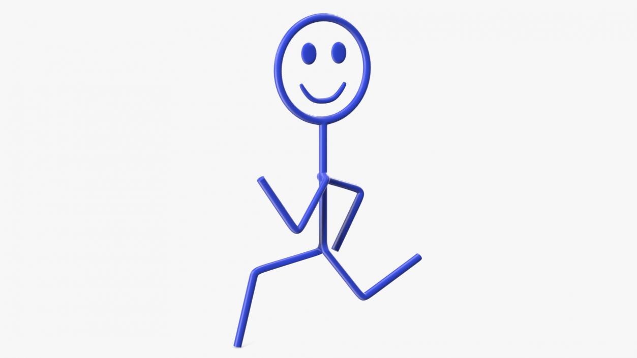 3D Simple Stickman Running Pose Blue model