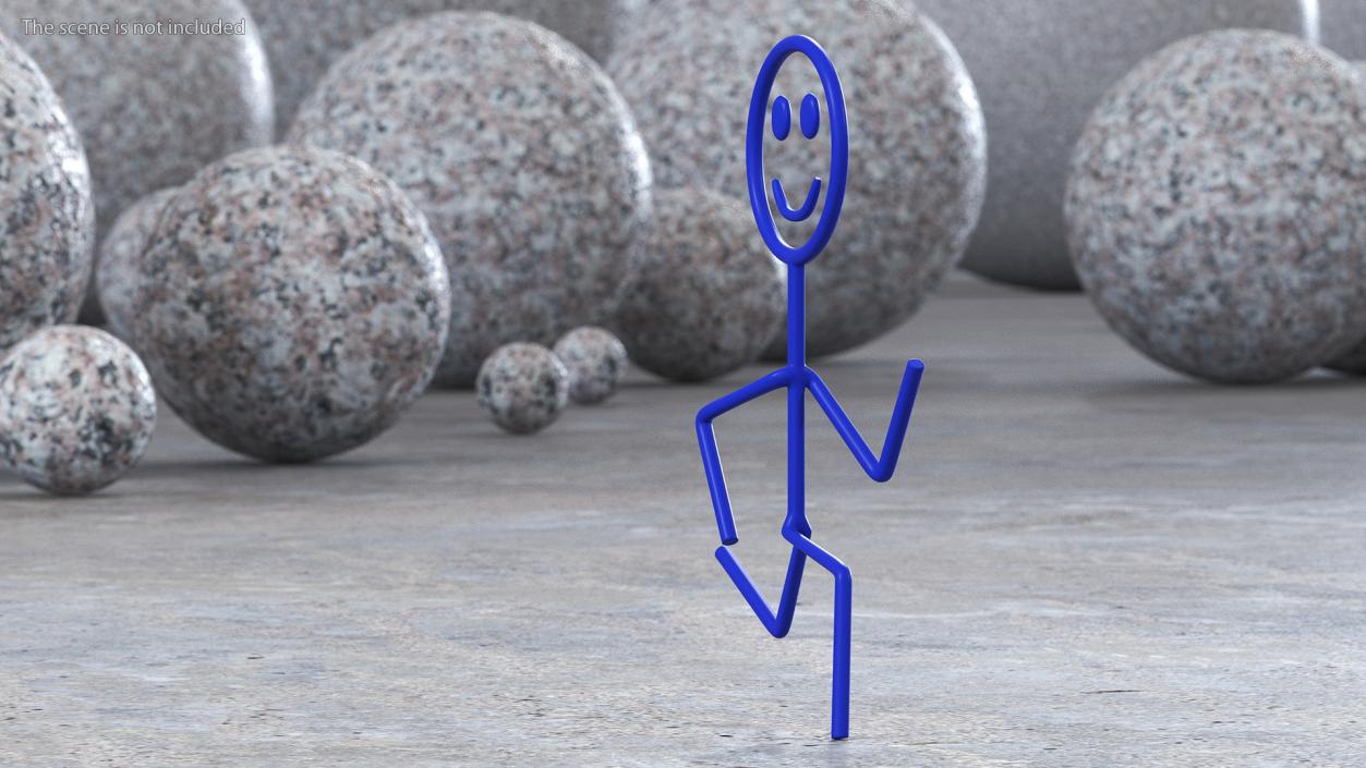 3D Simple Stickman Running Pose Blue model